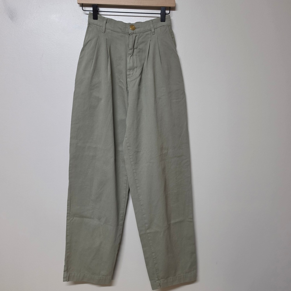 Big Bud Press Trousers Sage‎ Green High Waisted Pleated Pants XXS Made in LA